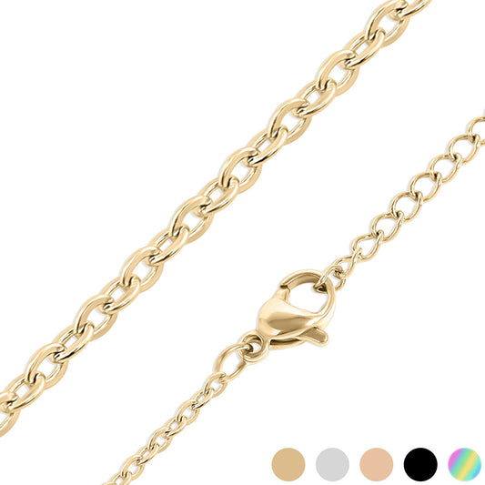 18K Gold PVD Stainless Steel PVD Coated Loop/Cable Chain Necklace / CHN3011
