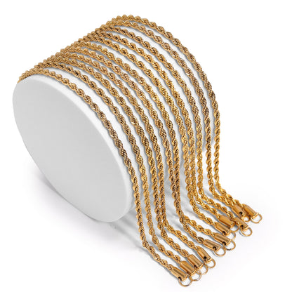 18K Gold PVD Stainless Steel Rope Chain Necklace / CHN9702