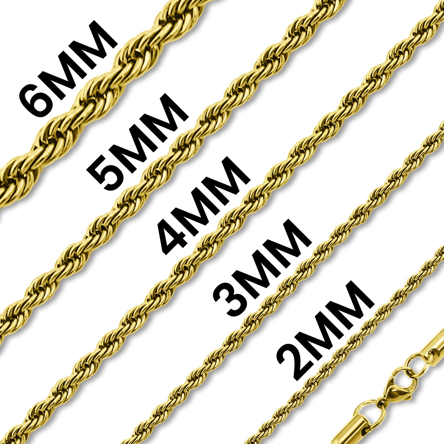18K Gold PVD Stainless Steel Rope Chain Necklace / CHN9702