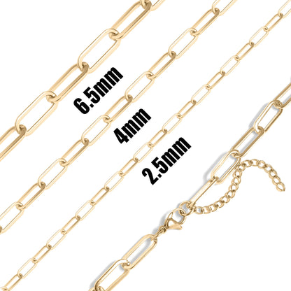 18K Gold PVD Stainless Steel Paperclip Chain Necklace / CHN9760