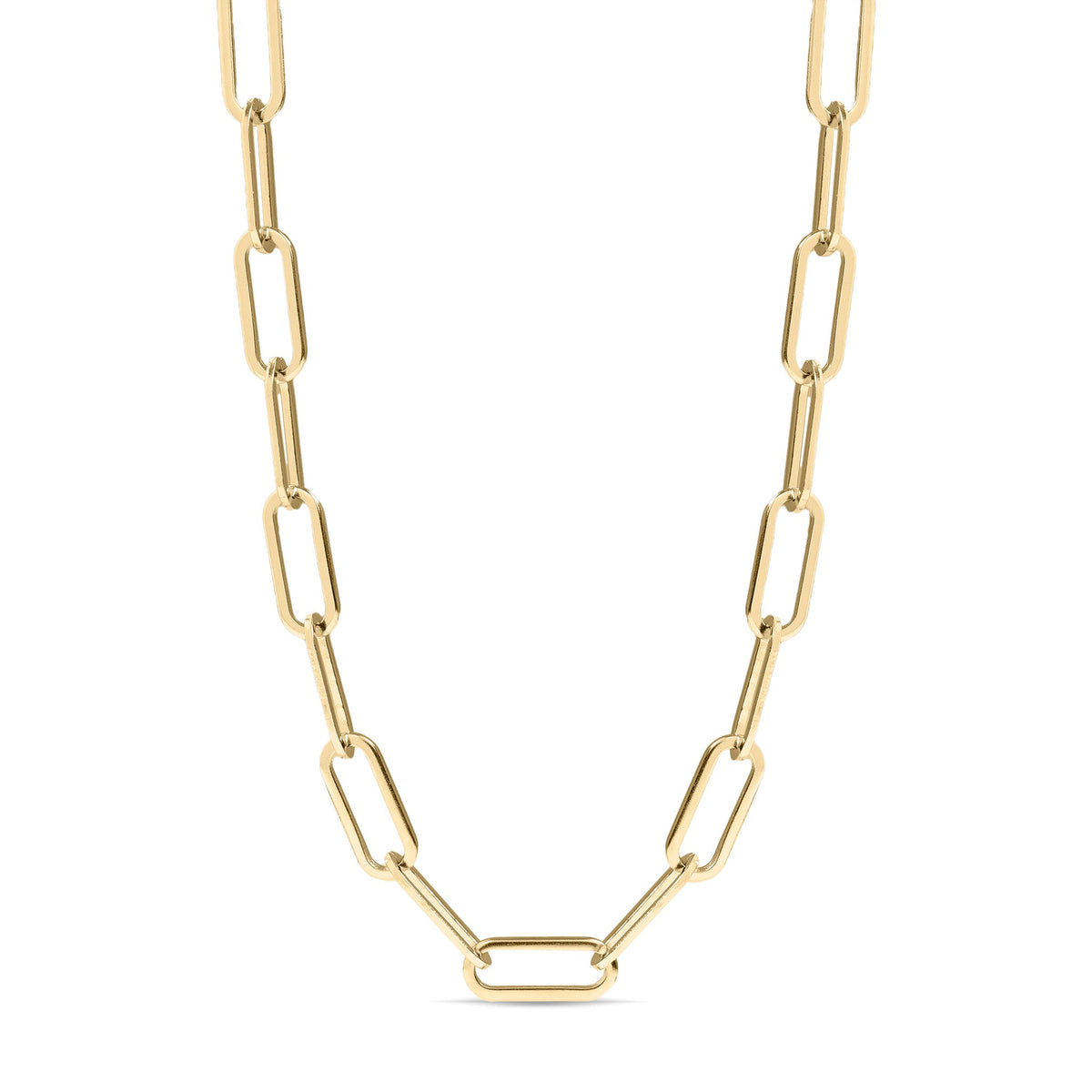 18K Gold PVD Stainless Steel Paperclip Chain Necklace / CHN9760