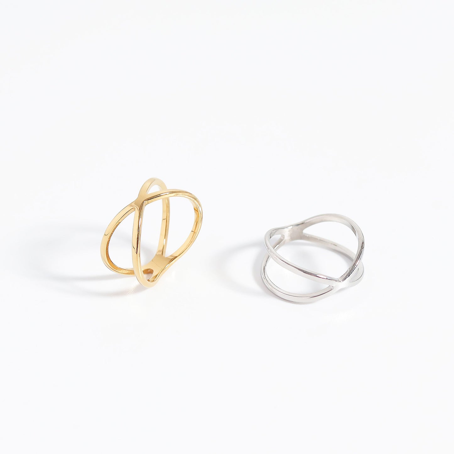 18K Gold PVD Stainless Steel Atomic X Geometric Ring / KSS0006