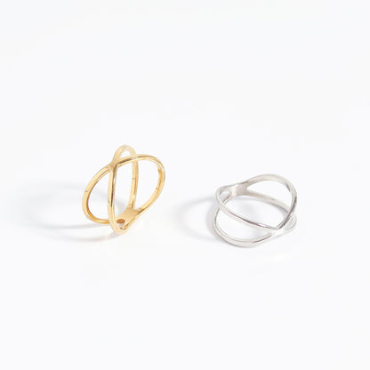 18K Gold PVD Stainless Steel Atomic X Geometric Ring / KSS0006
