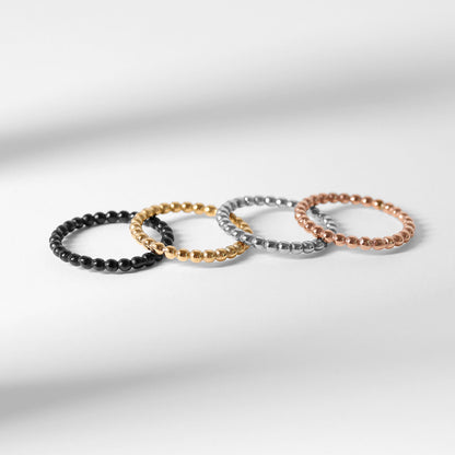 18K Gold PVD Stainless Steel Beaded Stacking Ring / CSR0004