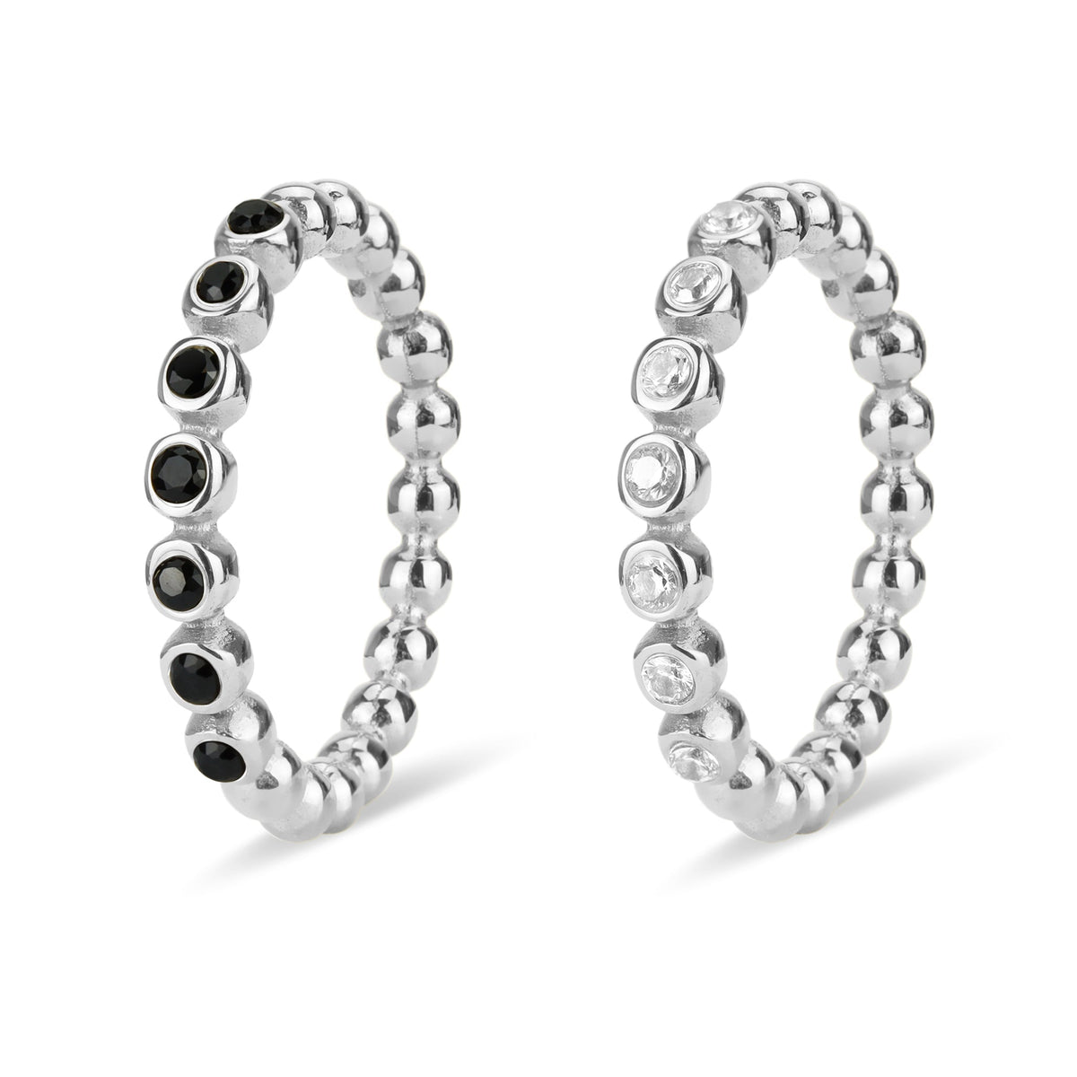 Stainless Steel Beaded CZ Stacking Ring / CSR0006