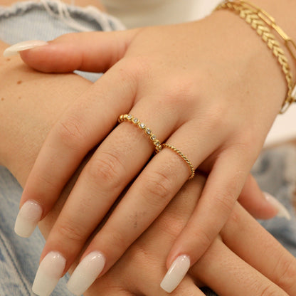 18K Gold PVD Stainless Steel Braided Spacer Ring / CSR0001
