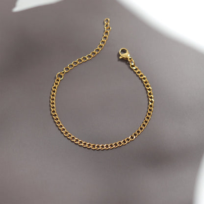 18K Gold PVD Stainless Steel Diamond Cut Curb Chain Bracelet / BRJ9098