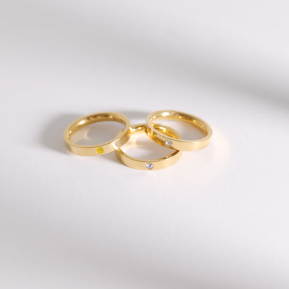 18K Gold PVD Stainless Steel Birthstone Engravable Stacking Ring / ZRJ1004