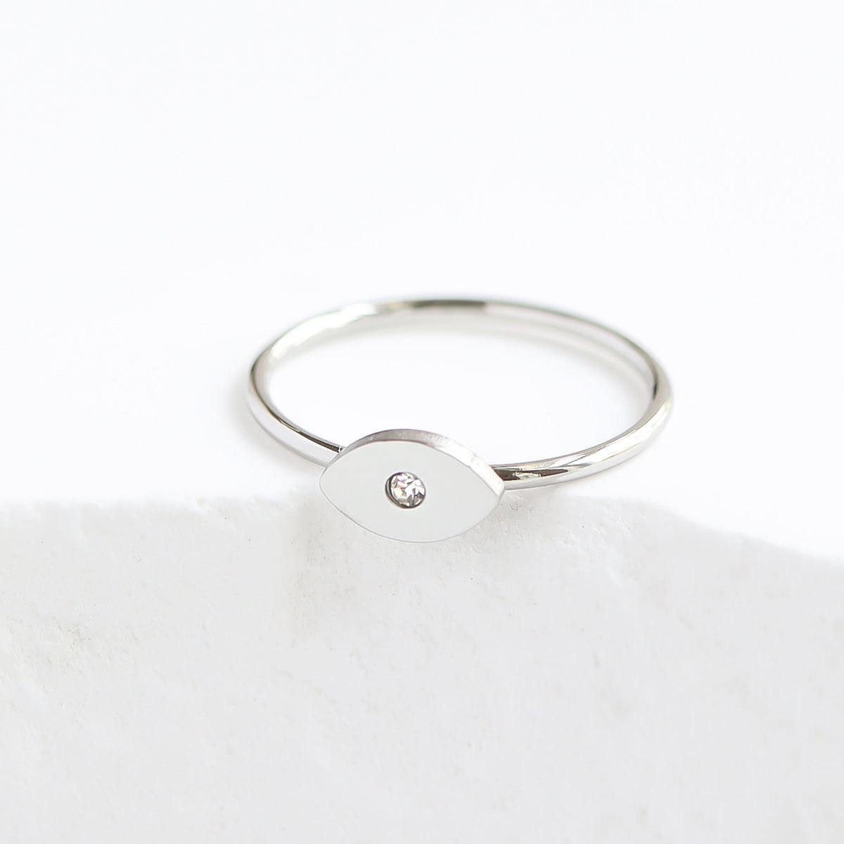 18K Gold PVD Stainless Steel CZ Stone Evil Eye Symbol Ring / ZRJ0004