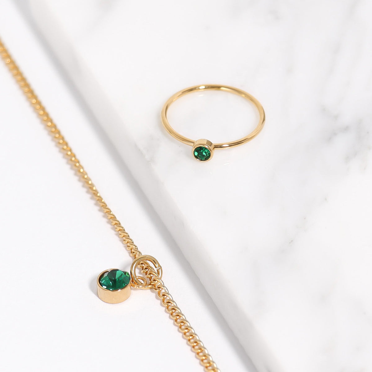 18K Gold PVD Stainless Steel Birthstone Stacking Ring / ZRJ1001