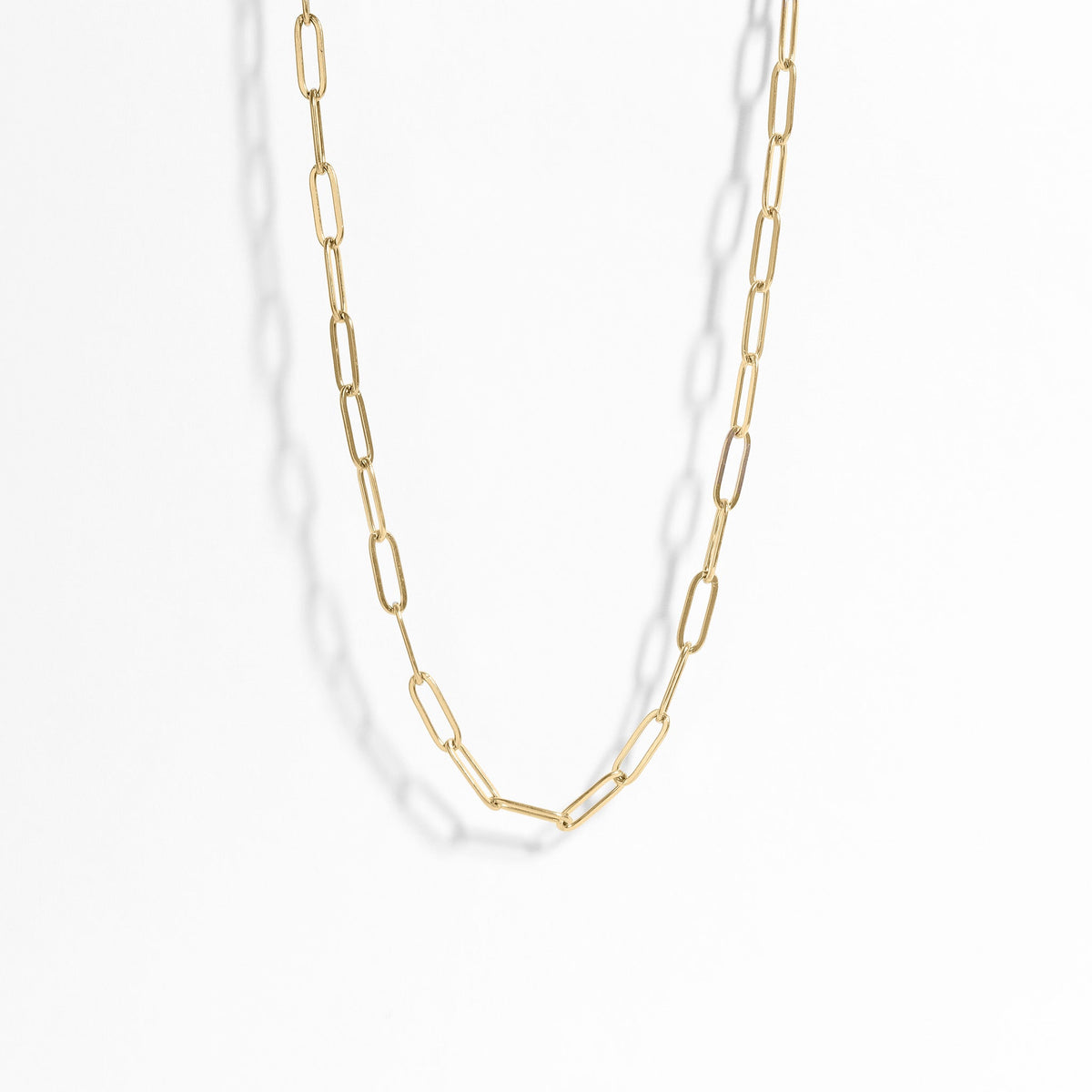 18K Gold PVD Stainless Steel Paperclip Chain Necklace / CHN9760