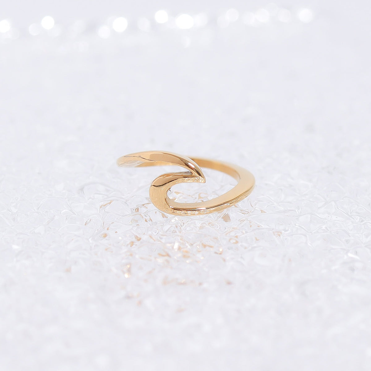 Stainless Steel 18K Gold PVD Coated Wave Ring / SCR4122