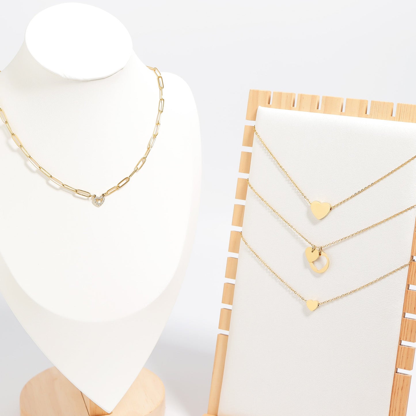 18K Gold PVD Stainless Steel Blank Heart Necklace / SBB0250