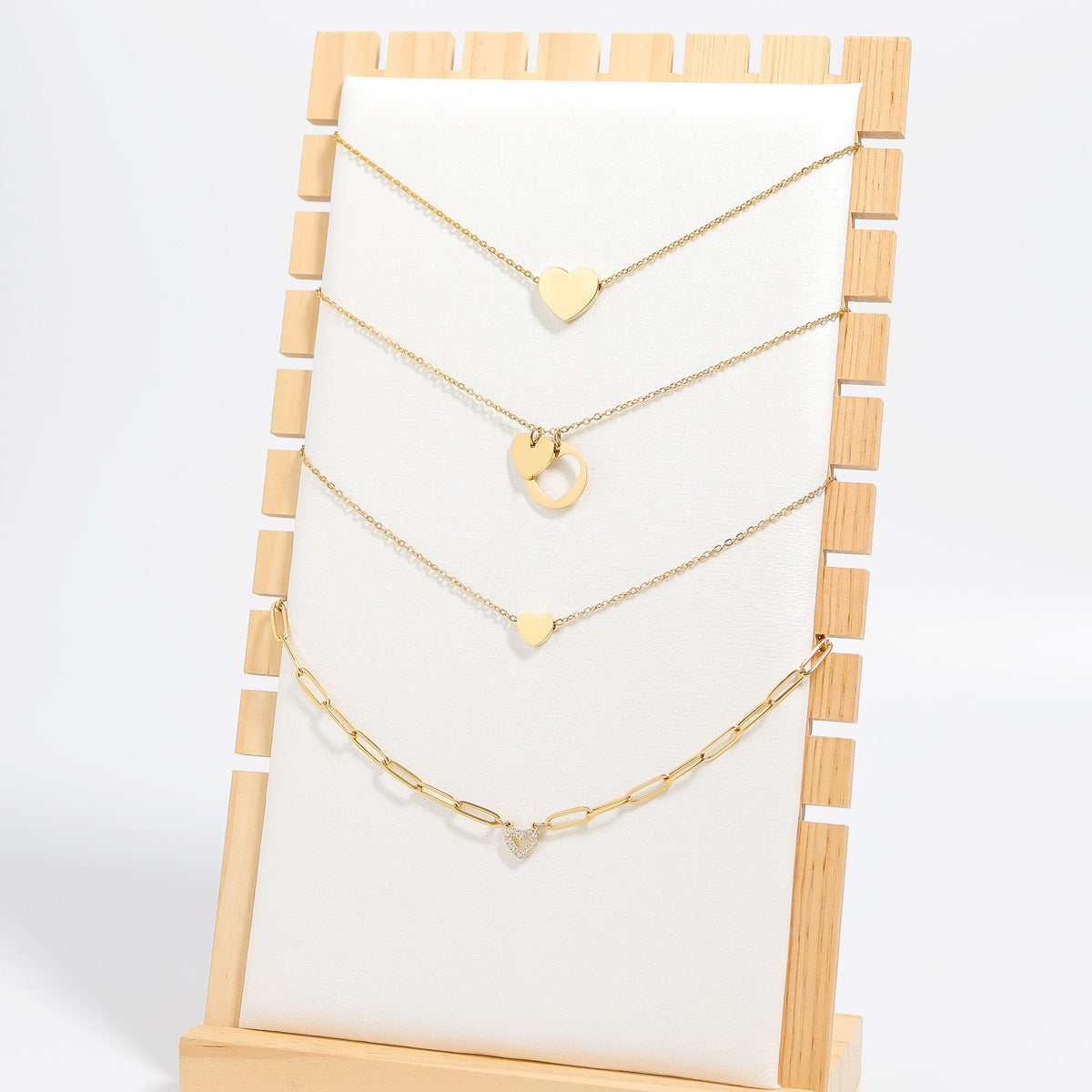 18K Gold PVD Stainless Steel Heart Cutout Necklace with 2" Extension / SBB0310