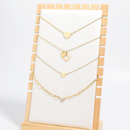 18K Gold PVD Stainless Steel Heart Cutout Necklace with 2" Extension / SBB0310
