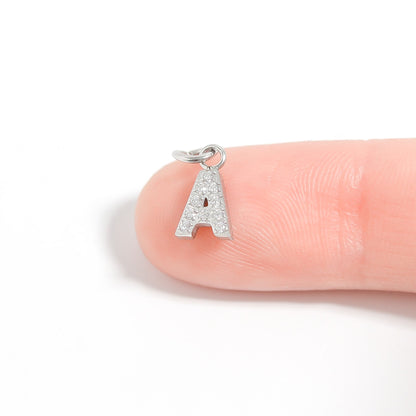 Stainless Steel Pave Set CZ Initial Letter Charms / PDC9020