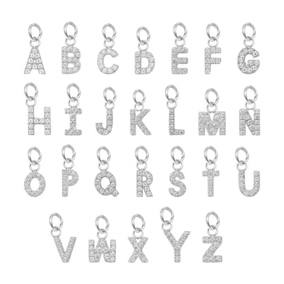 Stainless Steel Pave Set CZ Initial Letter Charms / PDC9020