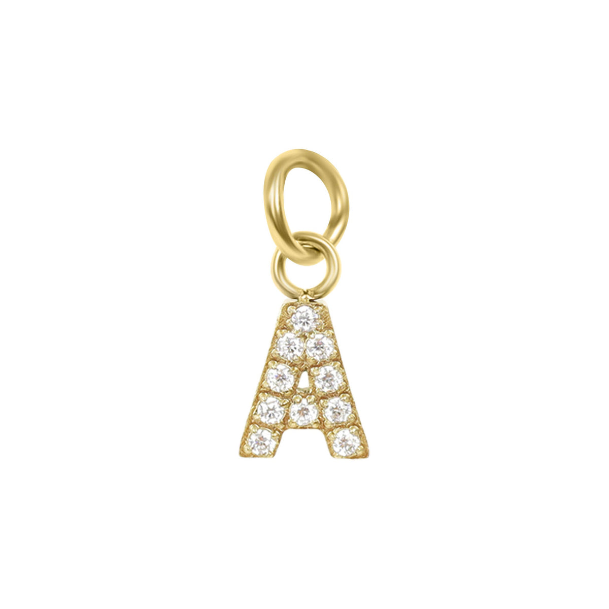 18K Gold PVD Stainless Steel Pave Set CZ Initial Letter Charms / PDC9021