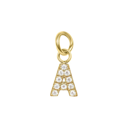 18K Gold PVD Stainless Steel Pave Set CZ Initial Letter Charms / PDC9021