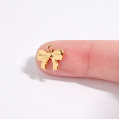 18K Gold PVD Stainless Steel Ribbon Bow Charm / PDL0143