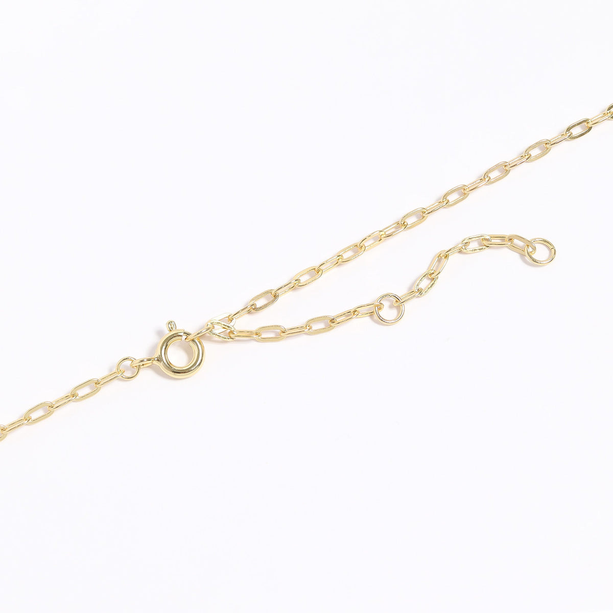 14K Gold Plated Sterling Silver Mother of Pearl Sunburst Mystical Paperclip Chain Necklace / PMJ0029
