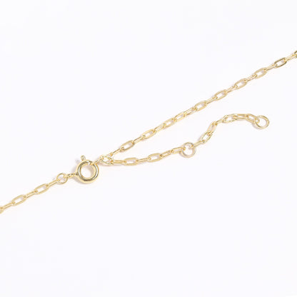14K Gold Plated Sterling Silver Mother of Pearl Sunburst Mystical Paperclip Chain Necklace / PMJ0029