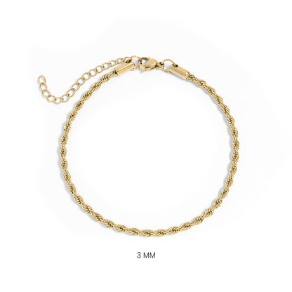 18K Gold PVD Stainless Steel Rope Chain Bracelet/Anklet / BRJ1000