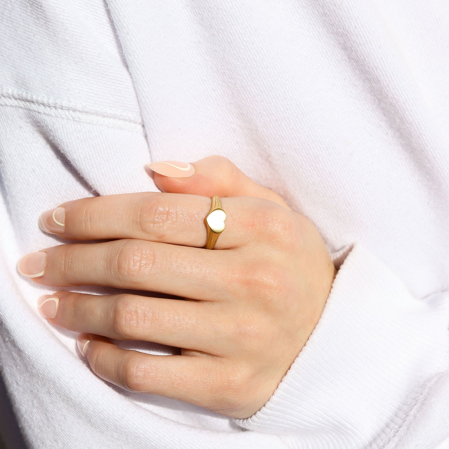 18K Gold PVD Stainless Steel Blank Engravable Heart Signet Ring / ESR0004