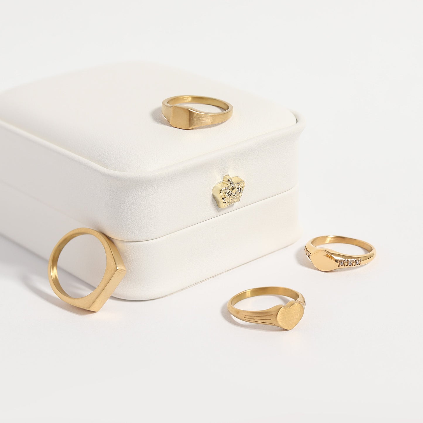 18K Gold PVD Stainless Steel Blank Engravable Heart Signet Ring / ESR0004