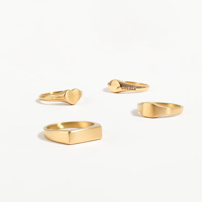 18K Gold PVD Stainless Steel Blank Engravable Heart Signet Ring / ESR0004