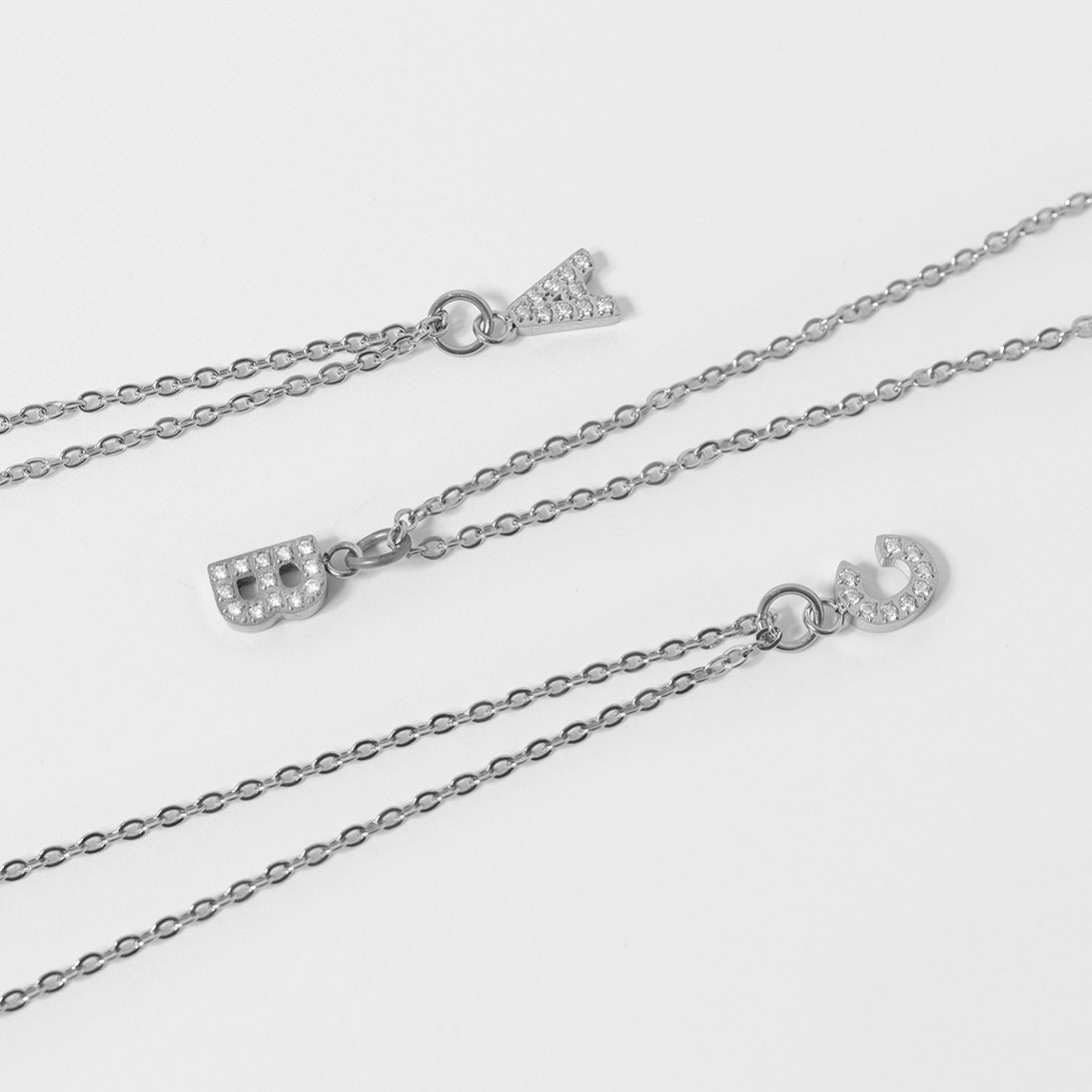 Stainless Steel Pave Set CZ Initial Letter Charms / PDC9020