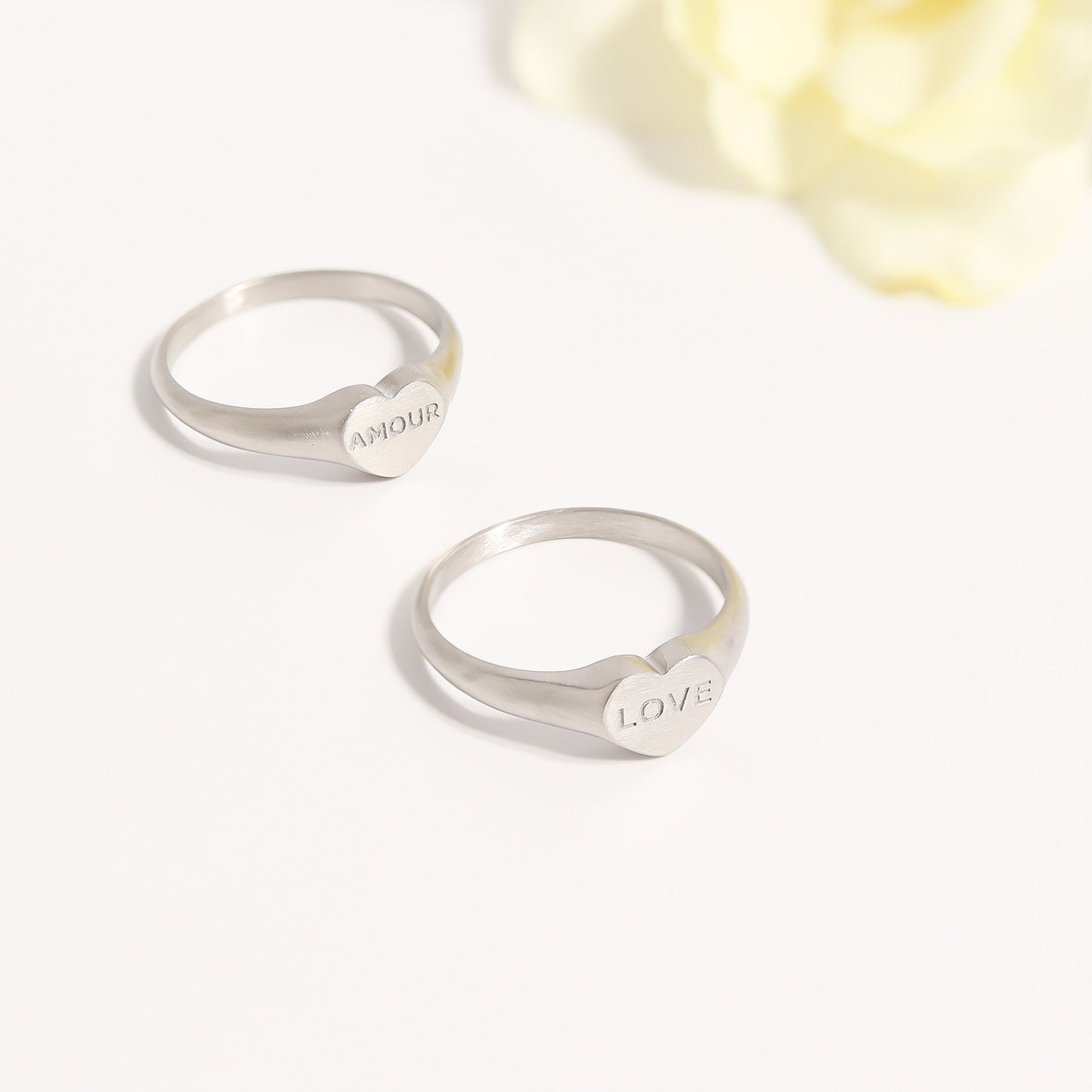 18K Gold PVD Stainless Steel Love Heart Signet Ring / ESR0005