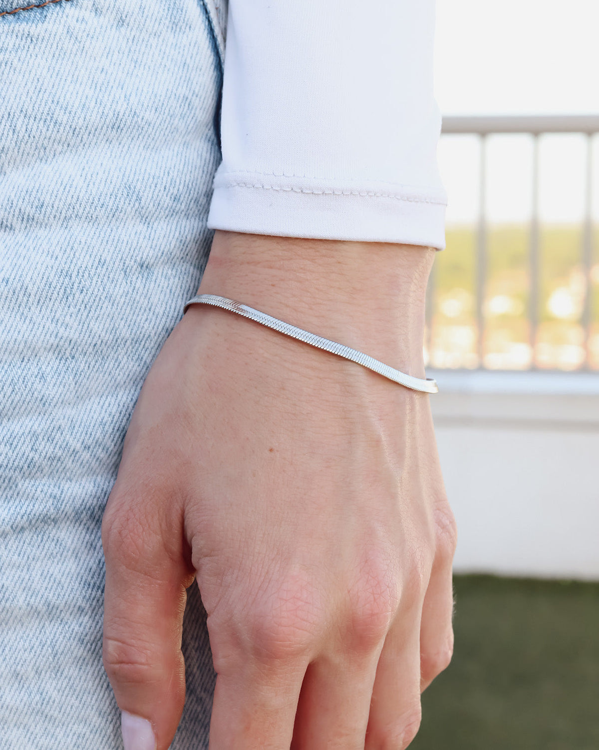 Stainless Steel Herringbone Chain Bracelet / BRJ9081