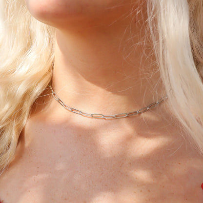 Stainless Steel Paperclip Chain Necklace / CHN9761