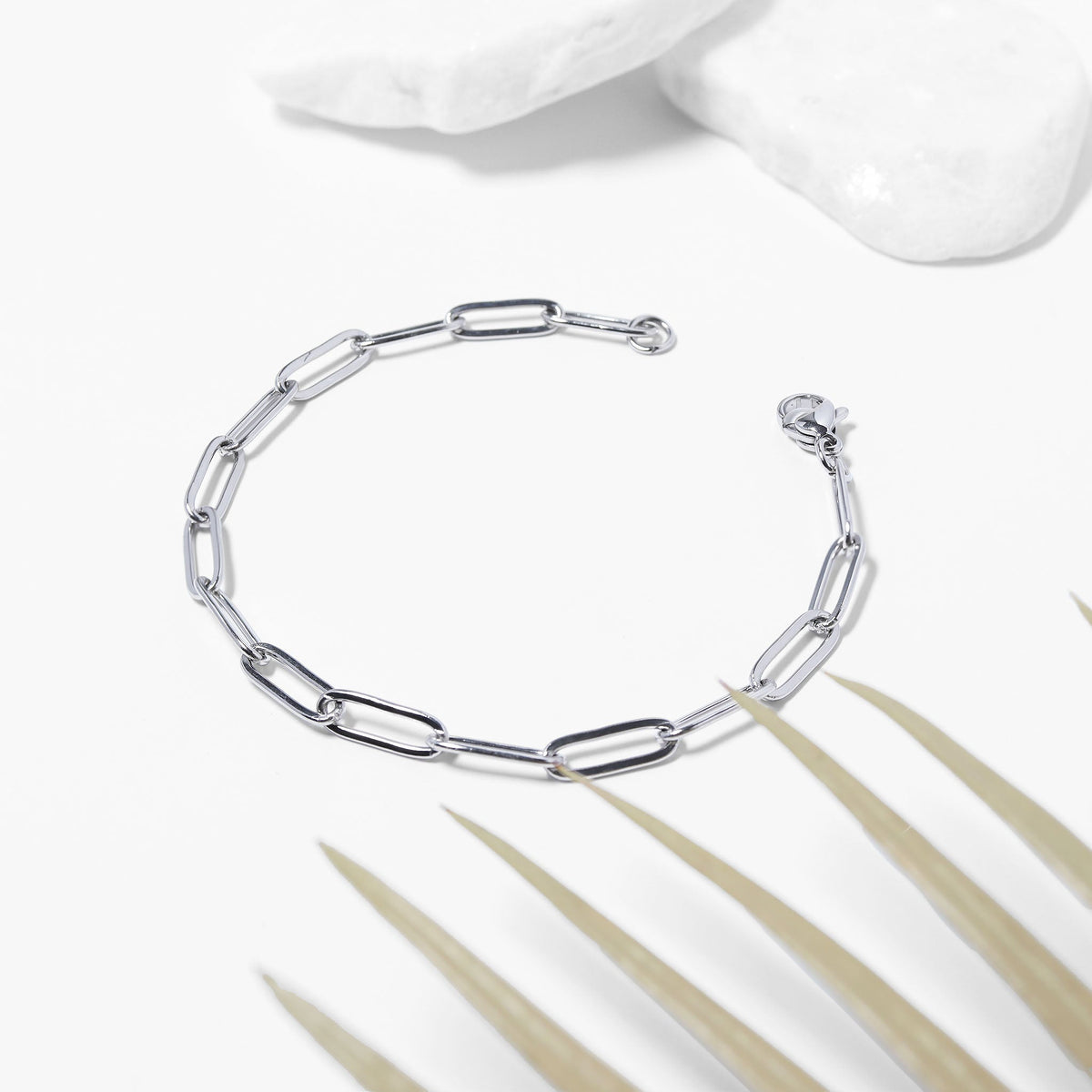 18K Gold PVD Stainless Steel Paperclip Chain Bracelet / BRJ9083