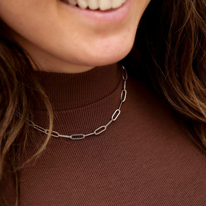 Stainless Steel Paperclip Chain Necklace / CHN9761