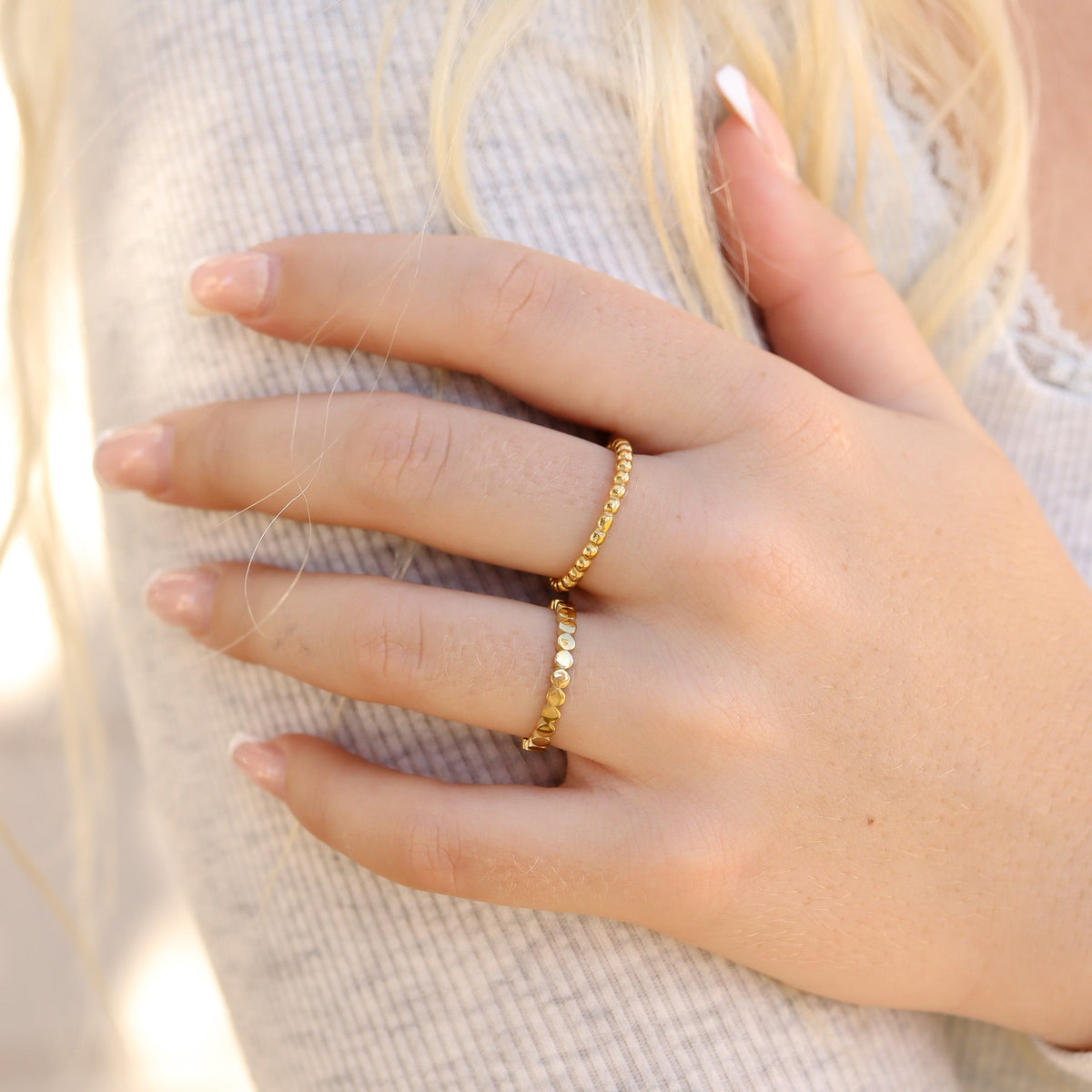 18K Gold PVD Stainless Steel Flat Circle Stacking Ring / CSR0009