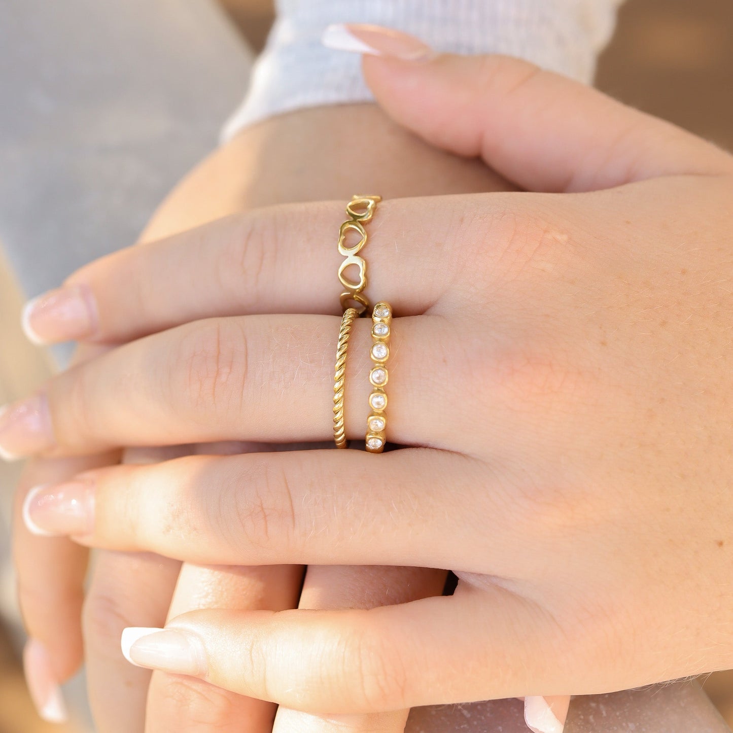 18K Gold PVD Stainless Steel Braided Spacer Ring / CSR0001