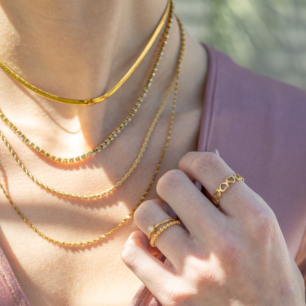 18K Gold PVD Stainless Steel Rope Chain Necklace / CHN9702