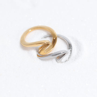 Stainless Steel 18K Gold PVD Coated Wave Ring / SCR4122