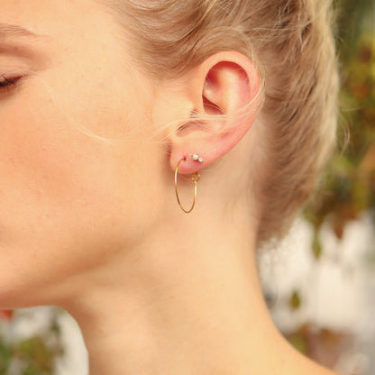 18K Gold PVD Stainless Steel Wire Hoop Earrings / ERJ0044