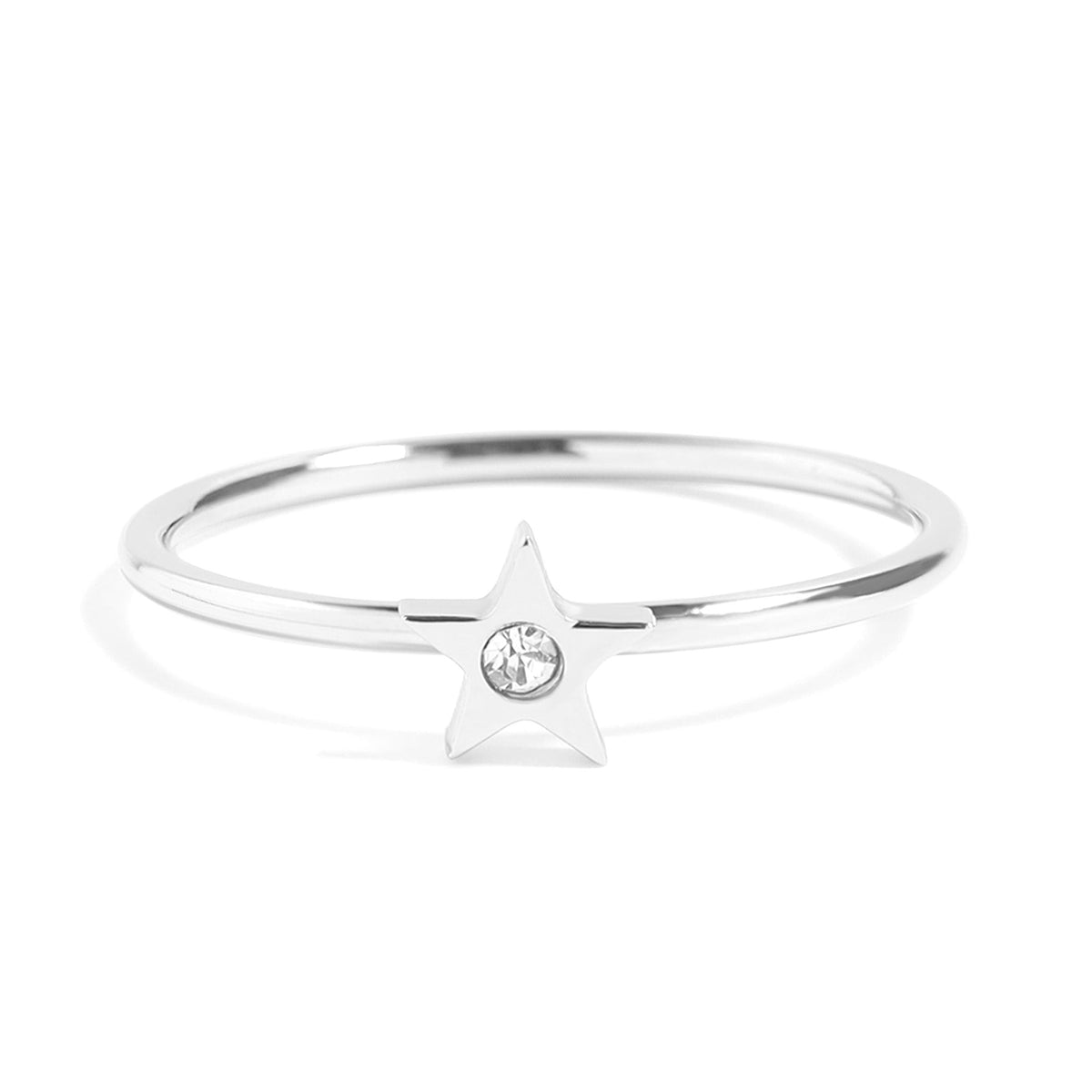 18K Gold PVD Stainless Steel CZ Stone Star Symbol Ring / ZRJ0003