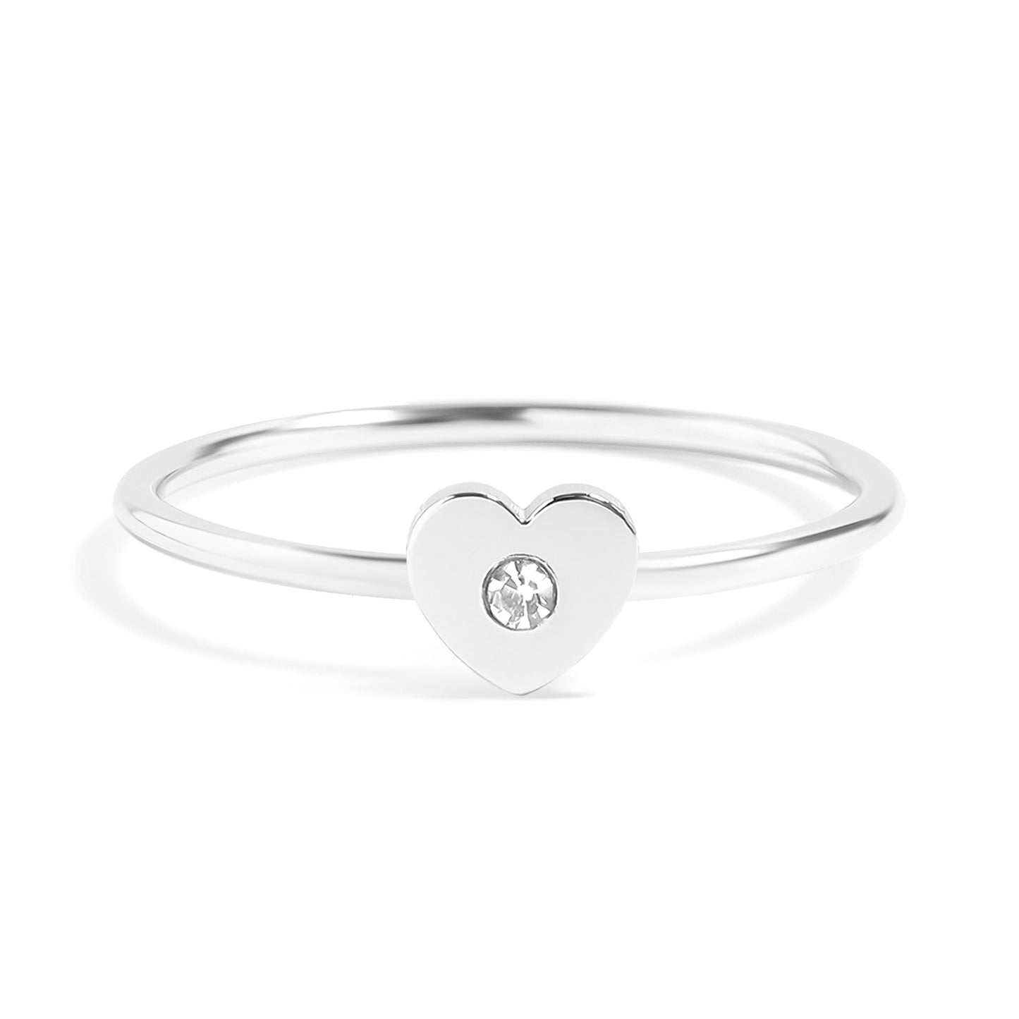18K Gold PVD Stainless Steel CZ Stone Heart Symbol Ring / ZRJ0005
